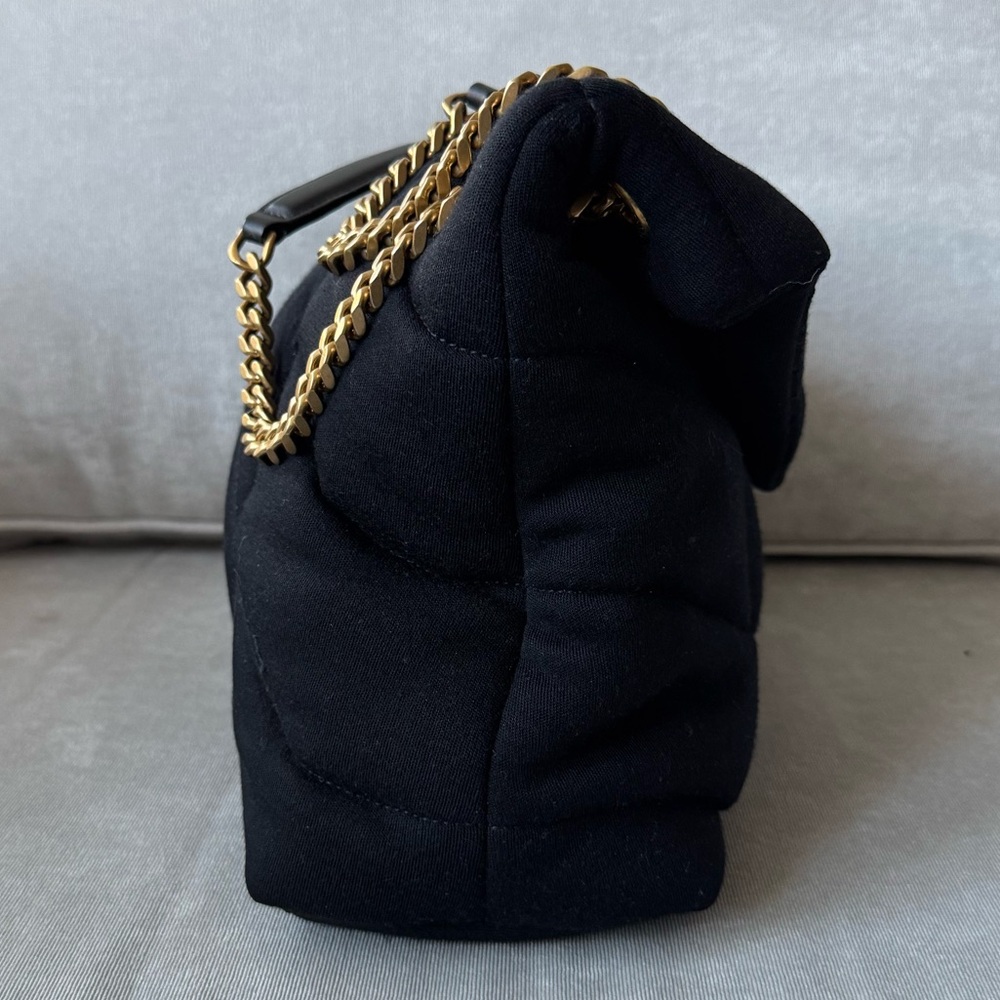 YSL Quilted Wool Jersey LouLou Puffer Medium Black - Picture 5 of 9